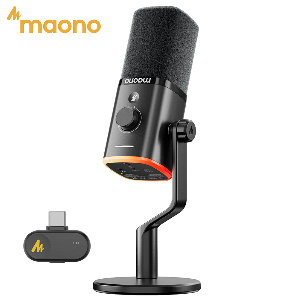 Pc Gaming Live Streaming - MAONO PD100W Bezprzewodowy Mikrofon Dynamiczny USB